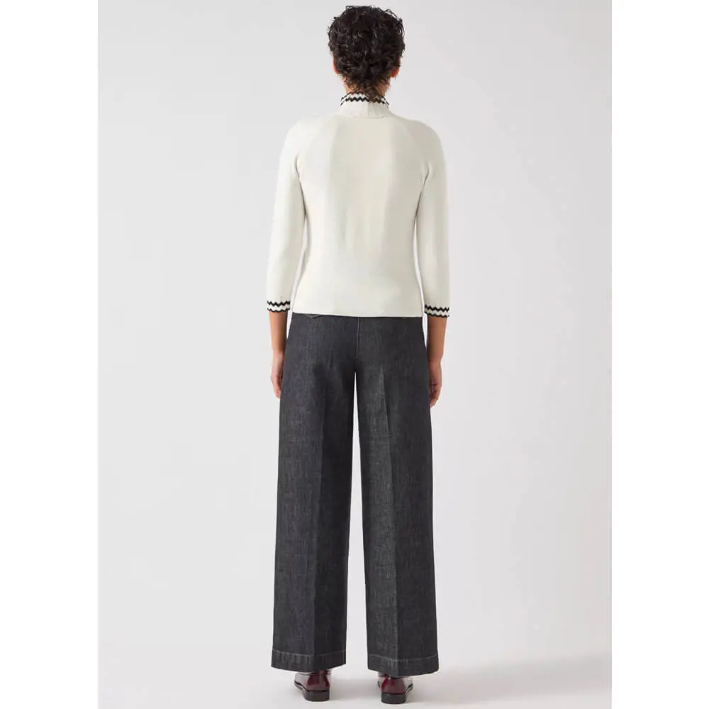 LK Bennett Ethel Cotton Blend Zig Zag Fine Merino Sweater